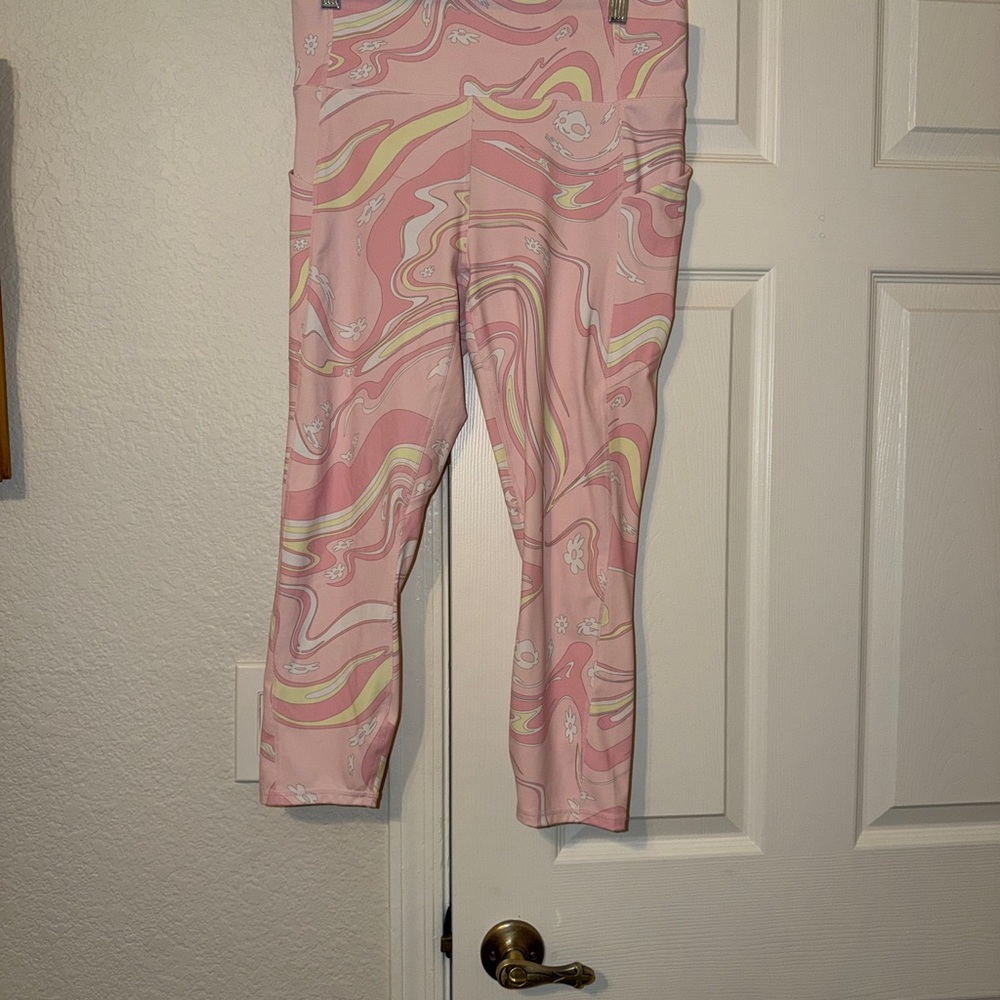 Fabletics Pink Swirl High-Rise Leggings